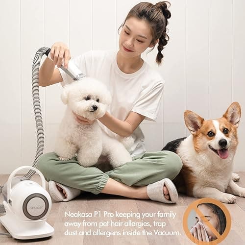 Neakasa P1 Pro Pet Grooming Kit & Vacuum Suction 99% Pet Hair, Professional Clippers with 5 Proven Grooming Tools for Dog and Cat thumbnail 7