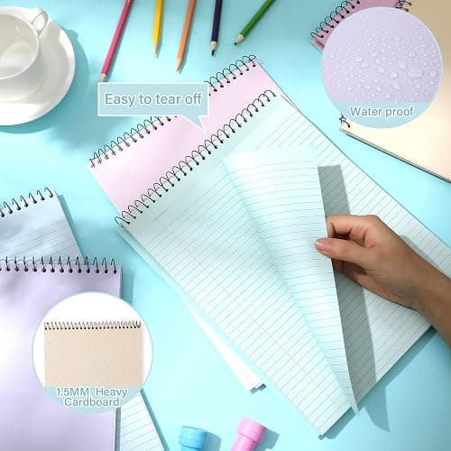 gisgfim 6 Pcs Pastel Top Bound Spiral Notebooks 8.5" x 11" College Ruled Aesthetic Legal Pad Top Spiral Steno Pads Colored Paper Assorted Covers Spiral Notebook for Writing School Office Supplies thumbnail 3