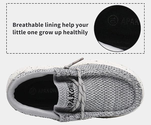 Apakowa Kids Boys Girls Loafers Slip-On Casual Walking Shoes Comfortable & Lightweight (Toddler/Little Kid/Big Kid) thumbnail 2