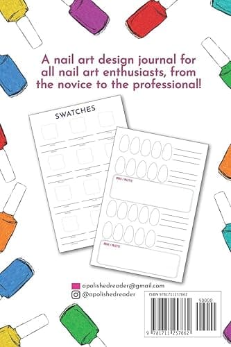 Nail Art Design Journal: Sketch and Swatch Book with Templates for Square Shaped Nails thumbnail 2