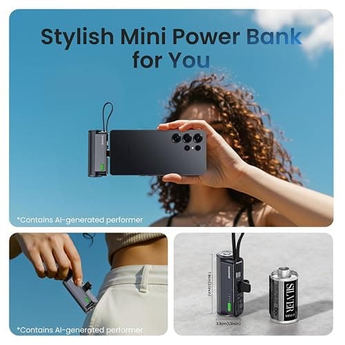 Mini Power Bank 5000mAh for iPhone, 22.5W Built-in Cable Portable Charger | Fast Charging Battery Pack, Travel Essentials, with Light ning and USB-C Changebale Connectors for iPhone 17-15&iPhone 14-12 thumbnail 3