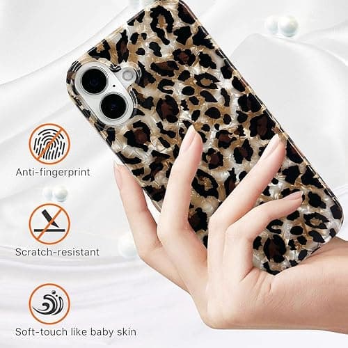 J.west Compatible with iPhone 17 Case,Luxury Sparkle Translucent Clear Vintage Leopard Print Soft Silicone Cover for Girls Women Protective Phone Case for iPhone17 6.3 inch Cheetah thumbnail 7