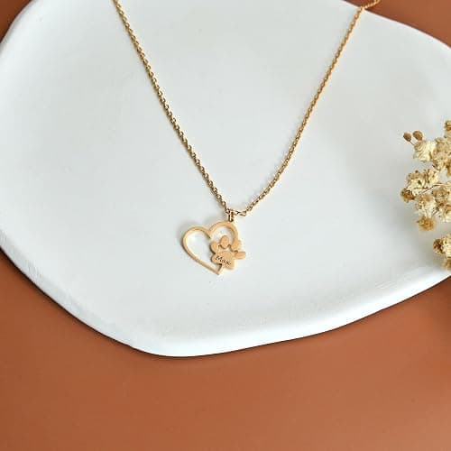 Unisota Customized Paw Print Necklace Personalized Pet Name Necklace Custom Engraved Dog Cat Paw Pendant Necklace Pet Memorial Gift for Pet Lovers thumbnail 9