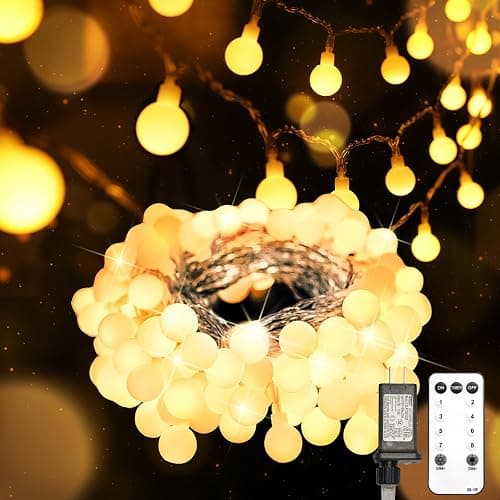 suddus String Lights for Bedroom, 33ft 100 Led Connectable Globe String Lights Indoor, Hanging Fairy Lights Plug in with Remote for Room, Dorm, Outdoor, Christmas Tree Decor, Thanksgiving, Warm White - Image 1
