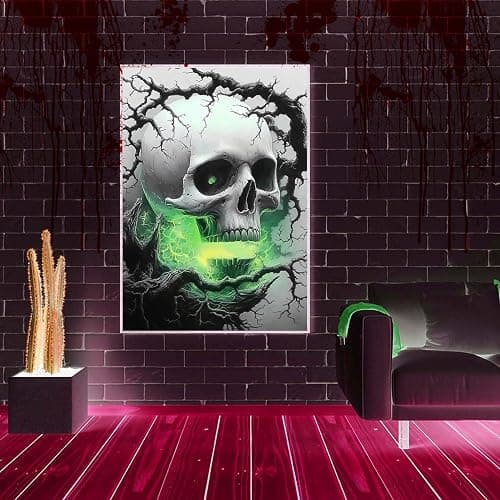 DIYDECORFUN Skull Diamond Art Kits for Adults Halloween, 5D Horror Diamond Painting Kits, Full Round Drills Spooky Skeleton Diamond Dots DIY Ghost Gem Art Crafts Paint By Diamonds for Decor 12x16IN thumbnail 2