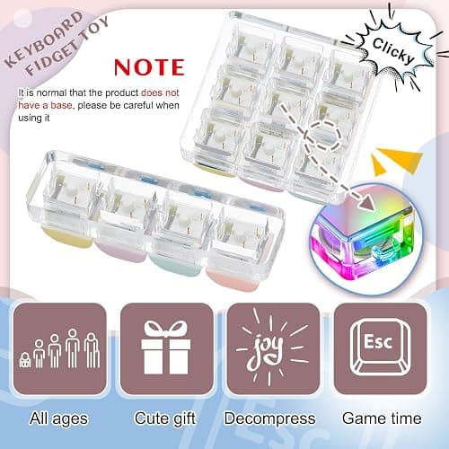 Taiyin 4 Pcs Decompression Toys Keyboard Clicker Toy Keyboard Cube Mechanical Key Button Stress Relief for Adult Gifts to Relief Pass Time (Trendy) thumbnail 4