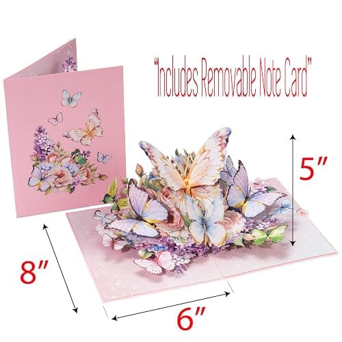 PALOX CRAFTS - Butterfly Garden 3D Pop-Up Greeting Card – Elegant Floral Pop-Up Card for Birthday, Mother’s Day, Wedding, Anniversary thumbnail 3