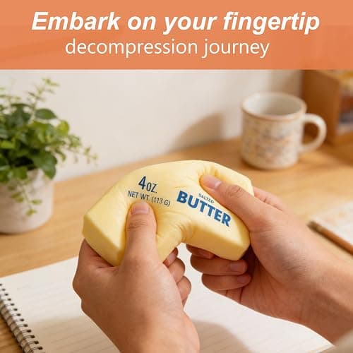 Slow Rebound Cute Butter Squeeze Stress Balls, Upgraded Squeeze Ball Realistic Butter Stick Soft Squeeze Toys, Upgrade Wet Slow Rebound Stress Relief Toy Stress Relief Fidget Toys (1 Pcs) thumbnail 5