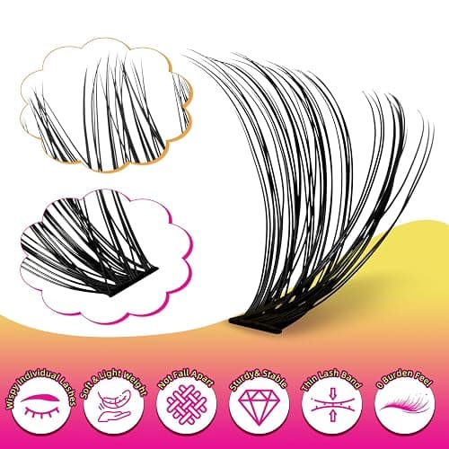 WLFRHD Lash Clusters Wispy 280PCS 30D Mix 9-16mm Cluster Eyelash Extensions Individual Lashes Soft Eyelashes Clusters with Thin Band False Eyelashes (D-Mix9-16mm) thumbnail 3
