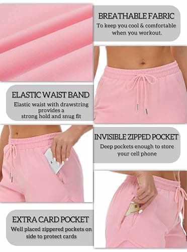Mancreda Women's Running Shorts with Liner 3 Zipper Pockets Elastic Workout Athletic Gym Yoga Shorts thumbnail 5