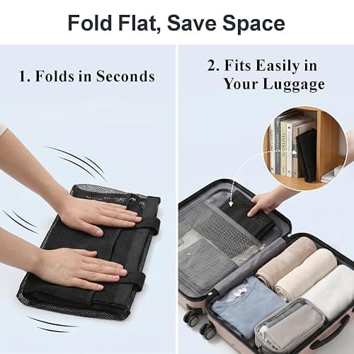 F-color Mesh Shower Caddy Portable with Drawstring, S Hook - 8 Deeper Pockets 2 Handles College Dorm Room Essentials for Girls Guys, Shower Bag Hanging for Camping Gym Travel Toiletry Bathroom, Black thumbnail 5