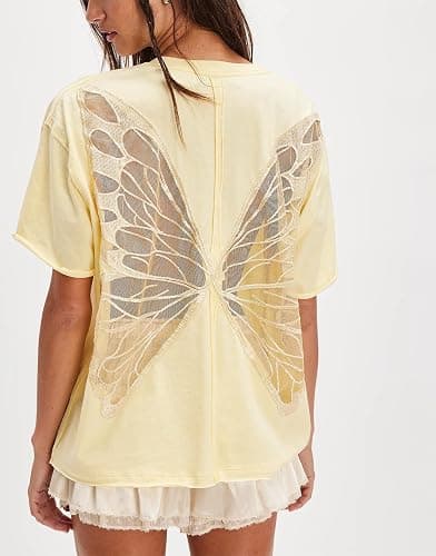 Oversized Graphic Tshirts for Women Teens Y2K Flower Short Sleeve Baggy Shirts Summer Aesthetic Beachy Coastal Tops thumbnail 2