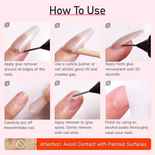 Curvlife 20ml Pinpoint Nail Glue Remover for Press on, Multi-Functional Remover for Nails Tips, Gentle Glue Remover for Gel x Nails, Non-Acetone Nail Polish Remover thumbnail 6