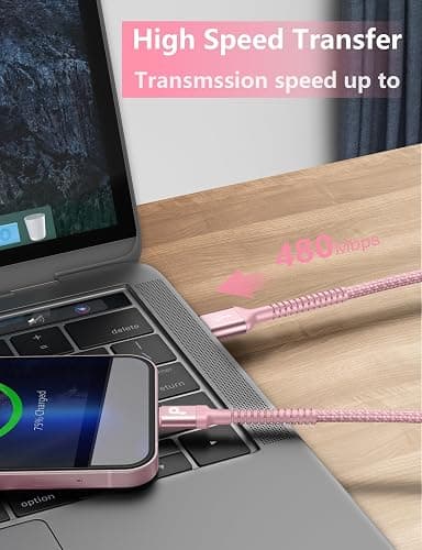 iPhone Charger 6FT 2Pack, Lightning Cable [Apple MFi Certified] iPhone Fast Charging Cord Compatible with iPhone 14/13/12/11 Pro Max/XS MAX/XR/8/7/Plus/6S/6/SE/5S/iPad (Pink) thumbnail 3