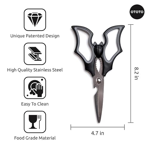 OTOTO Elizabat Kitchen Scissors - Halloween Goth Cute Bat Kitchen Shears, Gothic Scissors Utensils - Spooky Bats Halloween Gifts, Cute Gadgets, Kitchen Gadgets thumbnail 3