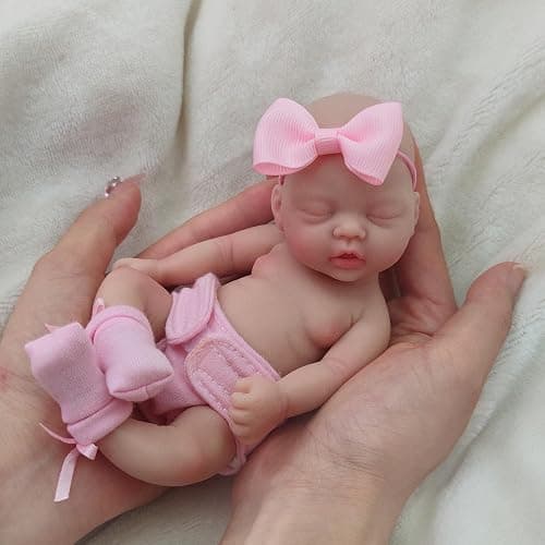Mire & Mire Reborn Baby Dolls 7 Inch Girl Silicone Mini Doll Realistic Newborn Baby Dolls Silicone Full Body Stress Relief Hand Made thumbnail 5