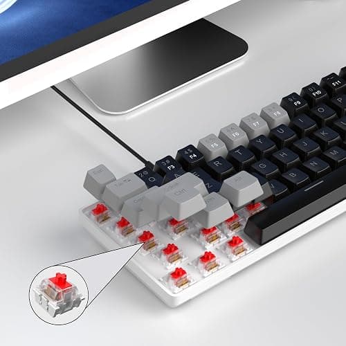 MageGee Portable 60% Mechanical Gaming Keyboard, MK-Box LED Backlit Compact 68 Keys Mini Wired Office Keyboard with Red Switch for Windows Laptop PC Mac - Black/Grey thumbnail 8
