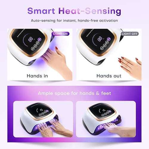 UV LED Nail Lamp, Gugusure Upgrade 180W Nail Dryer for Gel Polish with LCD Display, Auto Sensor and 4 Timer Settings, Professional Curing Lamp Light with 42 Beads for Salon and Home thumbnail 7