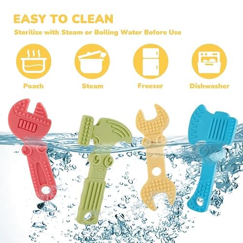 TYRY.HU Baby Teething Toys for Babies 0-6 Months 6-12 Months, BPA Free Silicone Baby Molar Teether Chew Toys, Hammer Wrench Spanner Pliers for Boys Girls, Soft-Textured, Easy to Hold & Clean, 4 Packs thumbnail 6