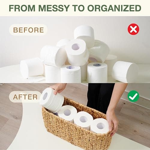 Toilet Paper Storage Basket, Toilet Paper Holder with Storage for Up to 8 Rolls, Coastal Bathroom Decor, Rattan Bathroom Accessories thumbnail 5