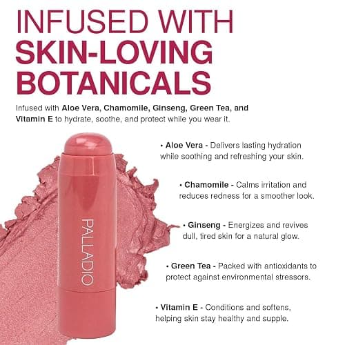 Palladio I'm Blushing 2-in-1 Cheek and Lip Tint, Buildable Lightweight Cream Blush, Sheer Multi Stick Hydrating formula, All day wear, Easy Application, Shimmery, Blends Perfectly onto Skin, Dainty thumbnail 3