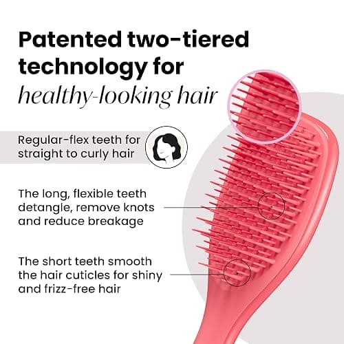 Tangle Teezer Ultimate Detangler Hairbrush, Eliminates Knots & Reduces Breakage, Mini Hair Brush for Travel, Small Hands & All Hair Types, Pink Punch thumbnail 2