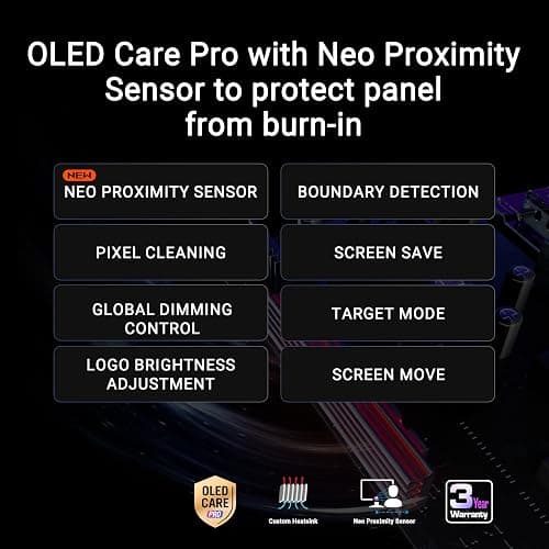 ROG Strix XG27AQDMES Gaming Monitor (27 Inch (26.5 Inch Visible) 1440p QD-OLED, 240 Hz, 0.03ms, Neo Proximity Sensor, ASUS OLED Care Pro, G-SYNC Compatible, 99% DCI-P3, DisplayWidget Center) thumbnail 4