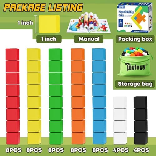 48PCS Magnetic Blocks for Toddlers Toys, Large Magnetic Cube Toy for Sensory STEM Education Preschool Magnet Toys for 3 4 5 6 Year Old Boys and Girls, Compatile with Mine Magnet World thumbnail 9