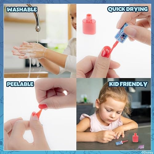 Townley Girl Disney Stitch 15 Piece Water-Based Nail Art Activity Makeup Set, Includes Nail Polish, Nail Brush and Nail Files, For Parties, Sleepovers and Makeovers, Ages 6 thumbnail 5