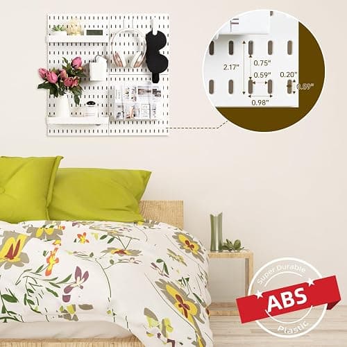 VUSIGN Pegboard Combination Wall Organizer Kit 22" x 22", White | 4 Pieces Pegboards and 17 Accessories, Wall Mount Display Peg board Panel Kits for Bedroom, Home, Office, Bathroom thumbnail 5