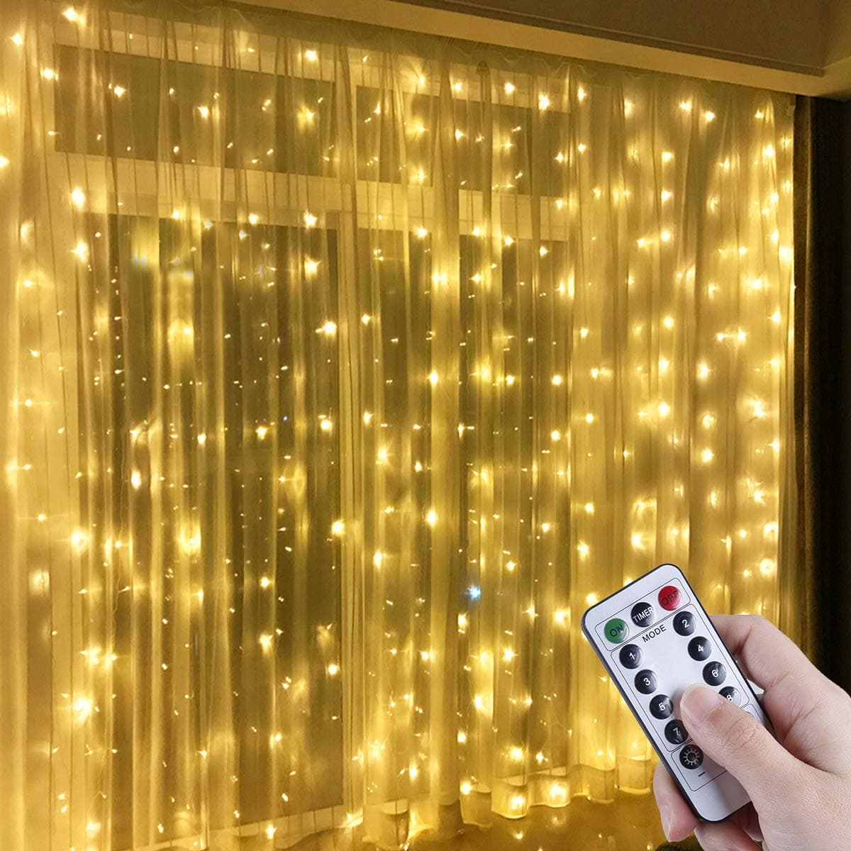 Fairy Curtain Lights, AmazerTec 300 LED Window Curtain String Light Wedding Party Home Garden Bedroom Outdoor Indoor Wall Decorations (Warm White) thumbnail 6