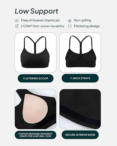 PAVOI ACTIVE Yoga Racerback Bras for Women - Buttery Soft Low Support Scoop Neck Y-Back Thin Strap Sports Bra - FlexFlow thumbnail 4