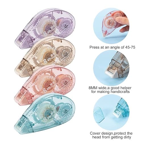 Huiruso 8 Pack Double Sided Tape Roller, Scrapbook Supplies, Glue Roller for Crafts, Double-Sided Adhesive Tape Runner for Scrapbooking, School Office Journaling Supplies (0.31 in X 26.25 ft) - 8 thumbnail 3