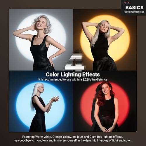 NEEWER Basics RGB Photography Flashlight,4 Colors/20 GOBO Filters/CRI95+/7500mAh,10W 6300K Portable LED Video Spotlight Patterned Ambient Aluminum Sunset Light for Recording Studio Lighting, USB, FL10 thumbnail 2
