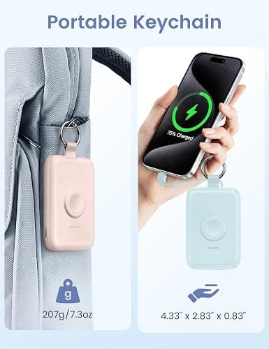 RORRY Portable Charger, 10000mAh PD 20W Fast Charging Portable Charger Power Bank with Built in Cables, Travel Battery Pack for iPhone 17/16/15/14/13/12 and Apple Watch Ultra/11/10/9/8/7/6/5, Pink thumbnail 6