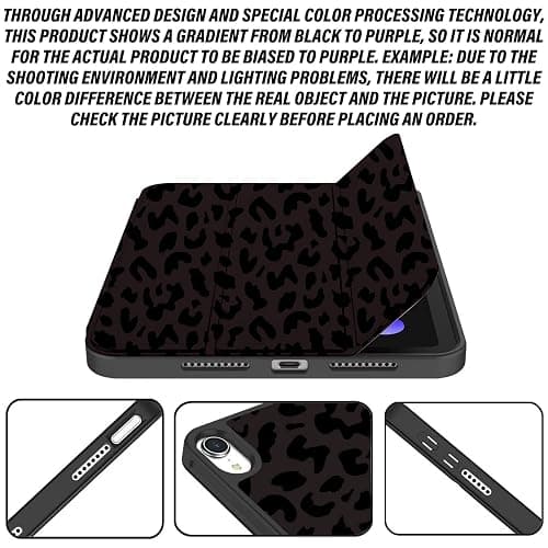 Deokke Compatible with iPad mini 7 Case(A17 Pro) 2024 iPad mini 6 Case 8.3 Inch 2021,Pencil Holder Soft Back Auto Sleep/Wake Cover Women Men Girls Cute-Black Leopard Cheetah thumbnail 2