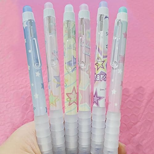 MOZXIRZ 6 Pcs Erasable Gel Ink Pens Retractable Pens 0.5mm Blue Ink Pen Office School Supplies Cute Aesthetic Pen (Blue Ink-Stars) thumbnail 3