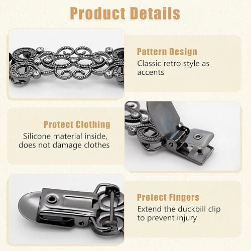 Frutain 2 Pcs Dress Waist Clip for Shawl Cardigan Sweater Clothes Pant Tightener（Black and Sliver thumbnail 3