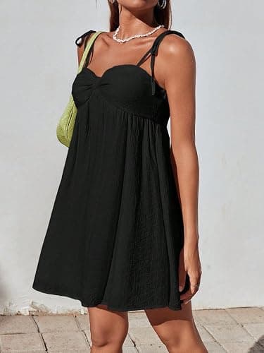 Narecte Casual Summer Dresses for Women Flowy Sun Dress Mini Slip Dress Cute Spaghetti Strap Dress thumbnail 4
