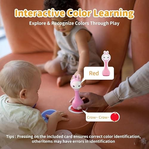 alilo Smarty Bunny Baby Rattle Musical Light Up Sensory Toys, Infants Newborns Baby Teething Toys 0-3-6-7-12 Months,1 Year Old boy/Girl Gifts 4 Music Modes and Color Recognition Function (Pink) thumbnail 4