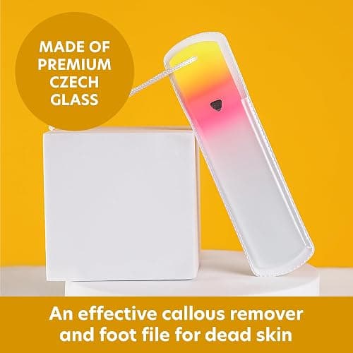 Bona Fide Beauty Czech Glass Foot File with Sleeve. Foot Callus Remover Made in The EU (Sunset Color) thumbnail 2