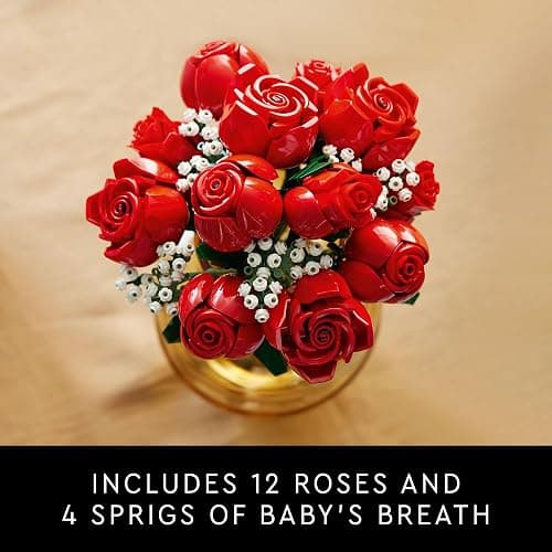 LEGO Botanicals Bouquet of Roses Artificial Flowers - Fake Red Roses Building Set for Adults, Ages 18+ - Gifts for Anniversary for Women & Men - Home Decor for Table Display - 10328 thumbnail 3