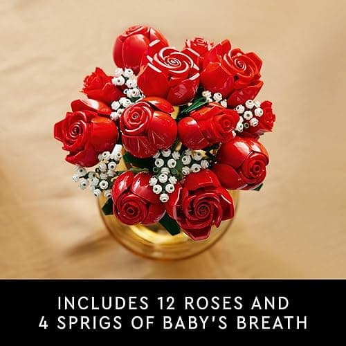 LEGO Botanicals Bouquet of Roses Artificial Flowers - Fake Red Roses Building Set for Adults, Ages 18+ - DIY Kit for Home Decoration - Floral Birthday Gift Idea - 10328 - Multicolor thumbnail 3