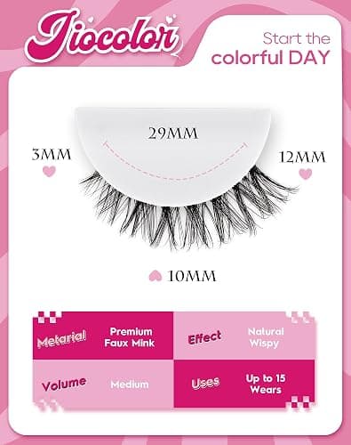 Jiocolor Cat Eye Lashes Wispy Fake Lashes Clear Band Strip Lashes ZT20 | Lashes Natural Look Short Eyelashes Clear Band False Eyelashes 7 Pairs thumbnail 2