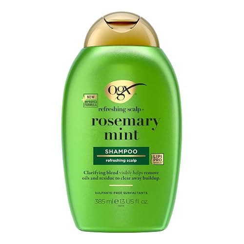 OGX Refreshing Scalp with Rosemary Mint Shampoo, Clarifying Blend to Remove Excess Oil and Residue, Clears Away Buildup, Sulfate Free, 385ml - Rosemary Mint Shampoo - Image 1