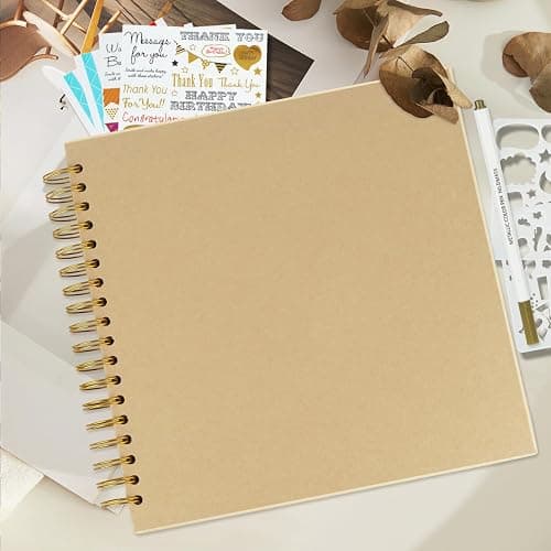 Artmag DIY Scrapbook Album 8 x 8 Inch Hardcover Kraft Blank Paper Scrap Book with 40 Sheets Memory Book for Family Wedding Photography Anniversary (Brown) - 8 Inch-40 Sheets - Brown thumbnail 2