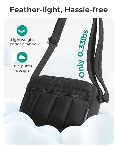 BAGSMART Cross Body Purse, Mini Crossbody Bags for Women Travel Purse, Puffy Shoulder Handbag Wallet with RFID Blocking Slots, Black-small thumbnail 6
