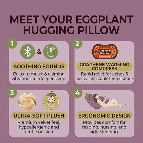 Mango King Plush Hugging Pillow, Smart Eggplant Mango Patting Pillows with Remote Control, Heating & Bluetooth Recording, Partner Plush Comfort Hug Pillow for Adults (Eggplant Tapping + Heating, S) thumbnail 7
