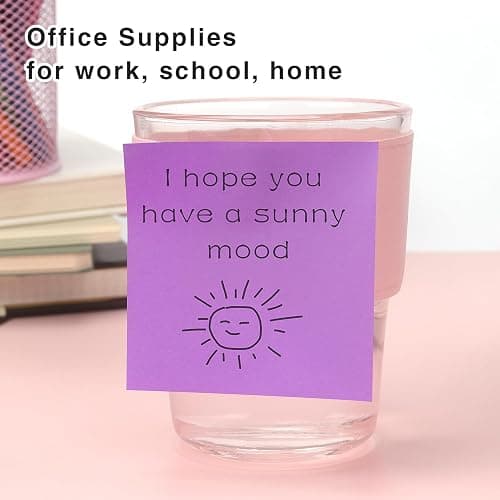 Sticky Notes 3x3 Self-Stick Notes Bright Colors Sticky Notes 4 Pads 100 Sheets/Pad (Purple) - Purple thumbnail 7