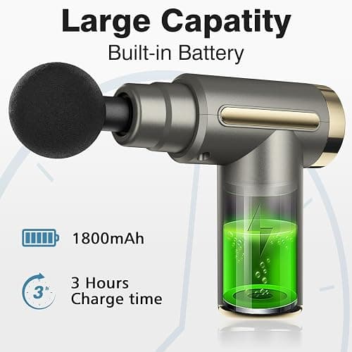 cotsoco Mini Handheld Massage Gun, Massage Gun with 6 Speeds, Cordless Muscle Massager with 4 Heads,Type-C Charging, Travel Size, Best Gifts-Grey thumbnail 5